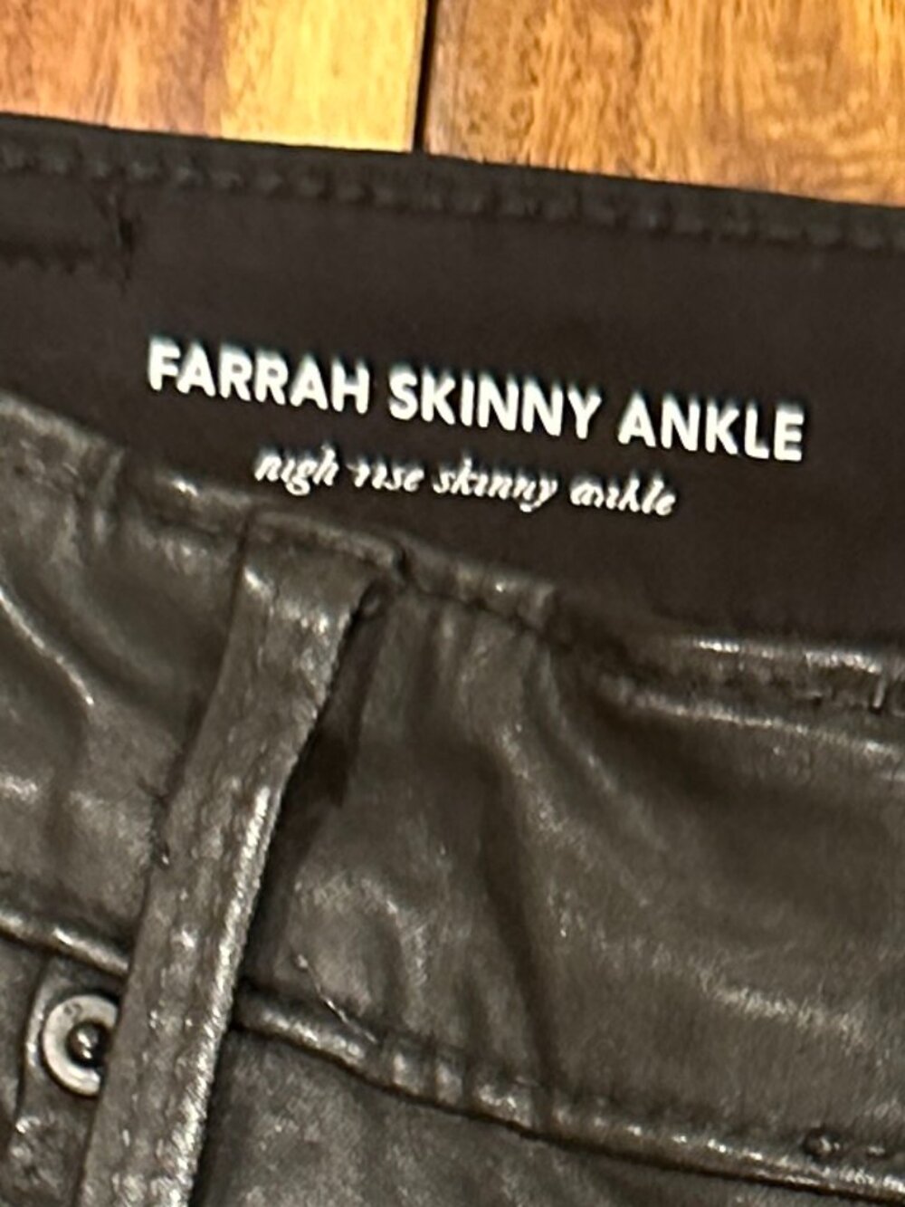 AG FARRAH SKINNY LEATHERETTE BLACK JEANS 26R NWT - Picture 4 of 9
